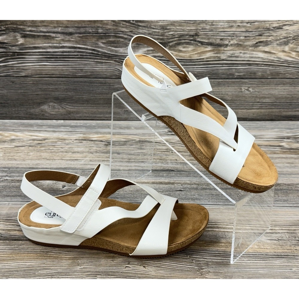 EUROSOFT Gianetta Women's 9M Sandal White With Cork Sole Cushion Comfort